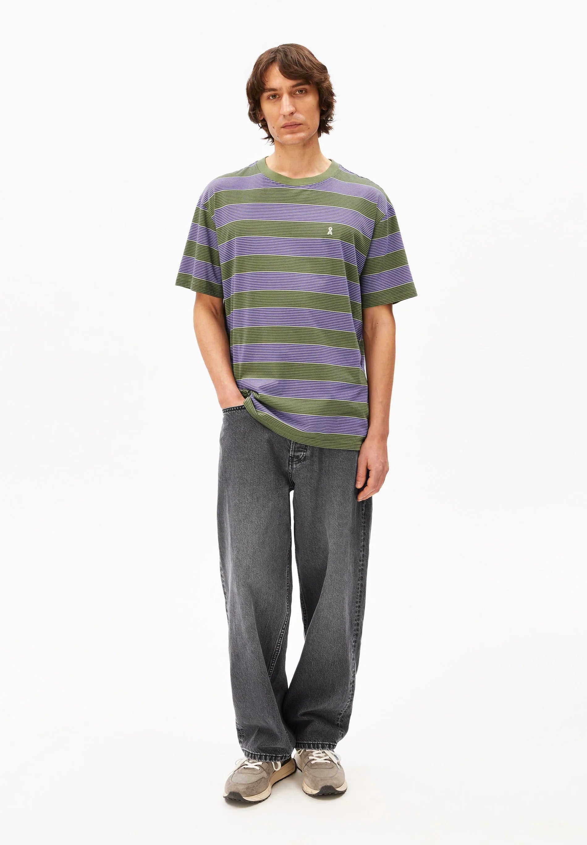 maarkos multi stripes t-shirt pungent purple-fatigue green