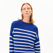 merinaa stripes knit sweater dynamo blue-oatmilk