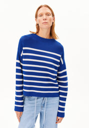 merinaa stripes knit sweater dynamo blue-oatmilk