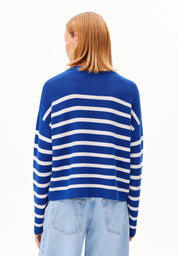 merinaa stripes knit sweater dynamo blue-oatmilk
