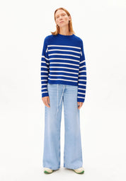 merinaa stripes knit sweater dynamo blue-oatmilk