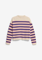 merinaa stripes knit sweater oatmilk-mars red-dynamo blue