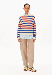 merinaa stripes knit sweater oatmilk-mars red-dynamo blue
