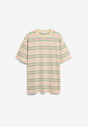 t-shirt maarkos stripes foam-washed berry