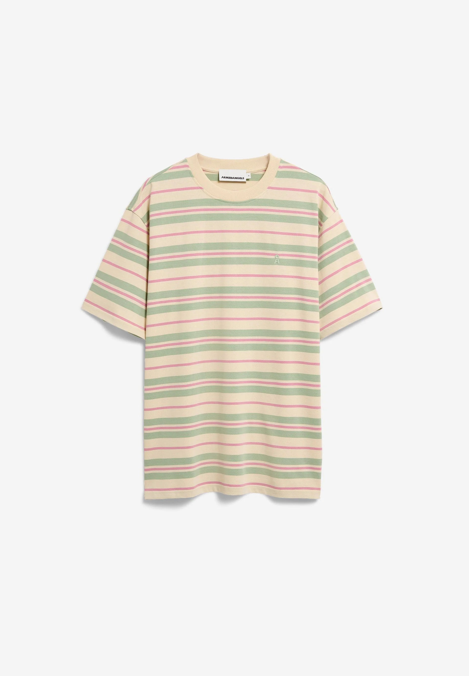 t-shirt maarkos stripes foam-washed berry