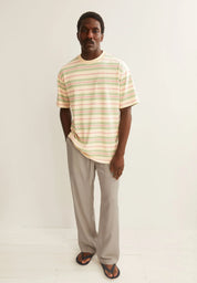 t-shirt maarkos stripes foam-washed berry