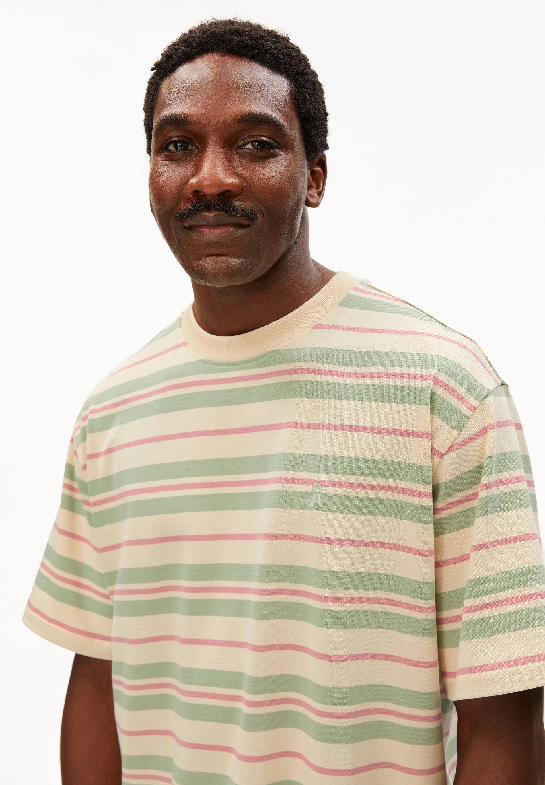 t-shirt maarkos stripes foam-washed berry