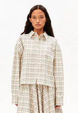 check boxy blouse oatmilk-black