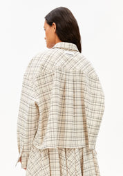 check boxy blouse oatmilk-black