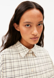 check boxy blouse oatmilk-black