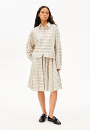 check boxy blouse oatmilk-black