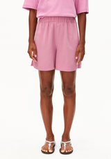 linen blend pull on shorts washed berry