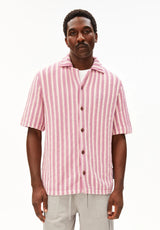 striped knit poloshirt pure-washed berry