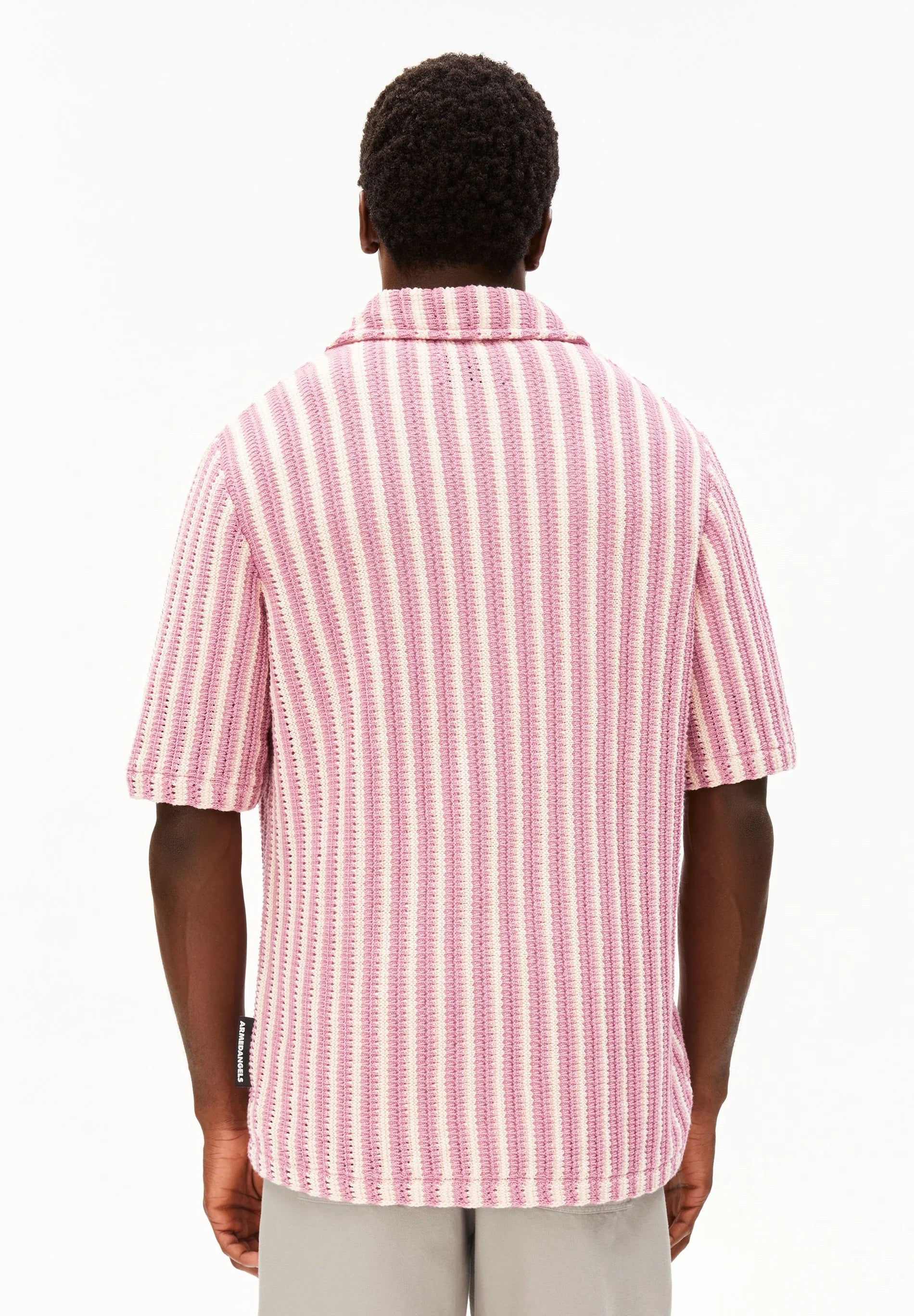 striped knit poloshirt pure-washed berry