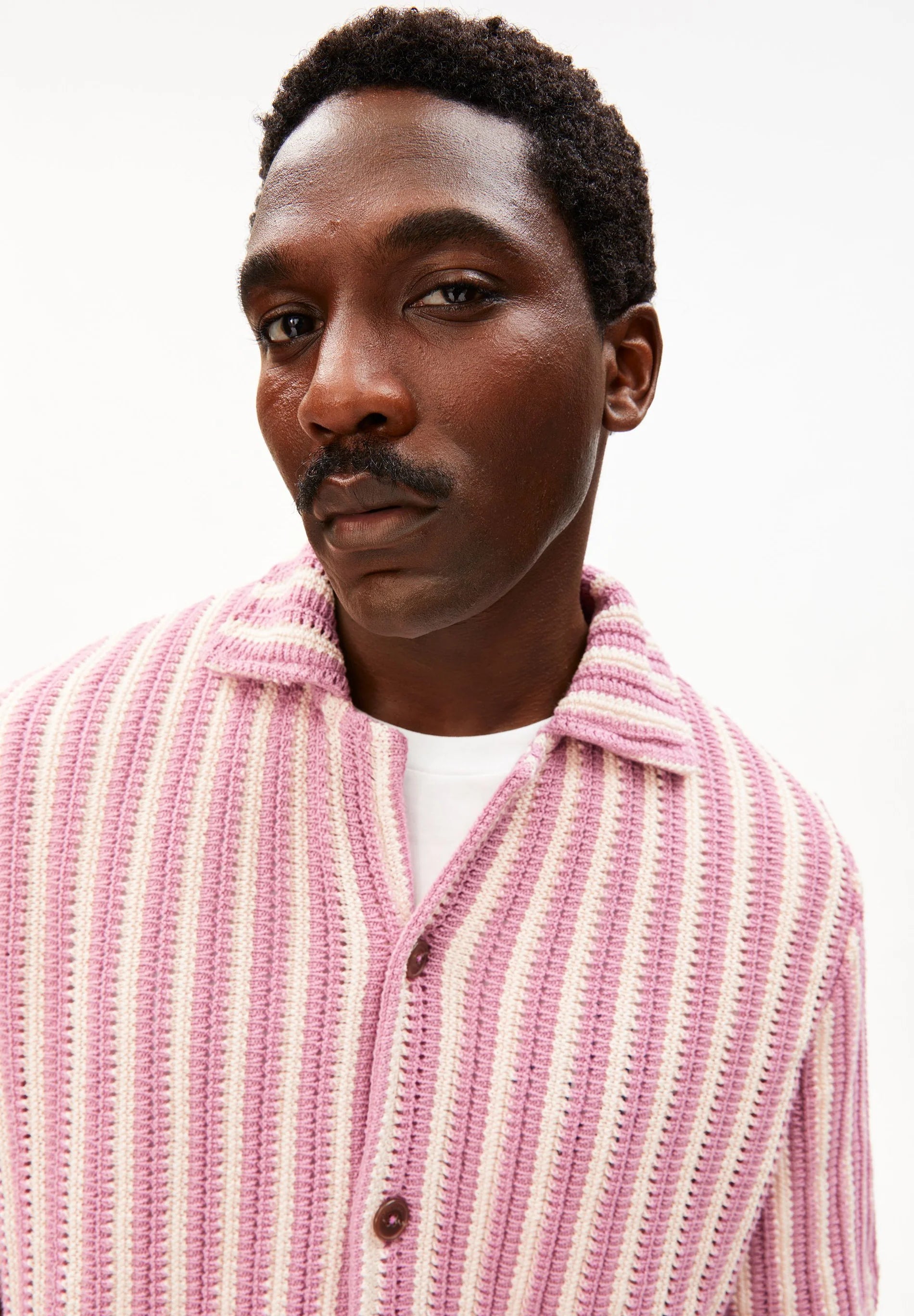 striped knit poloshirt pure-washed berry