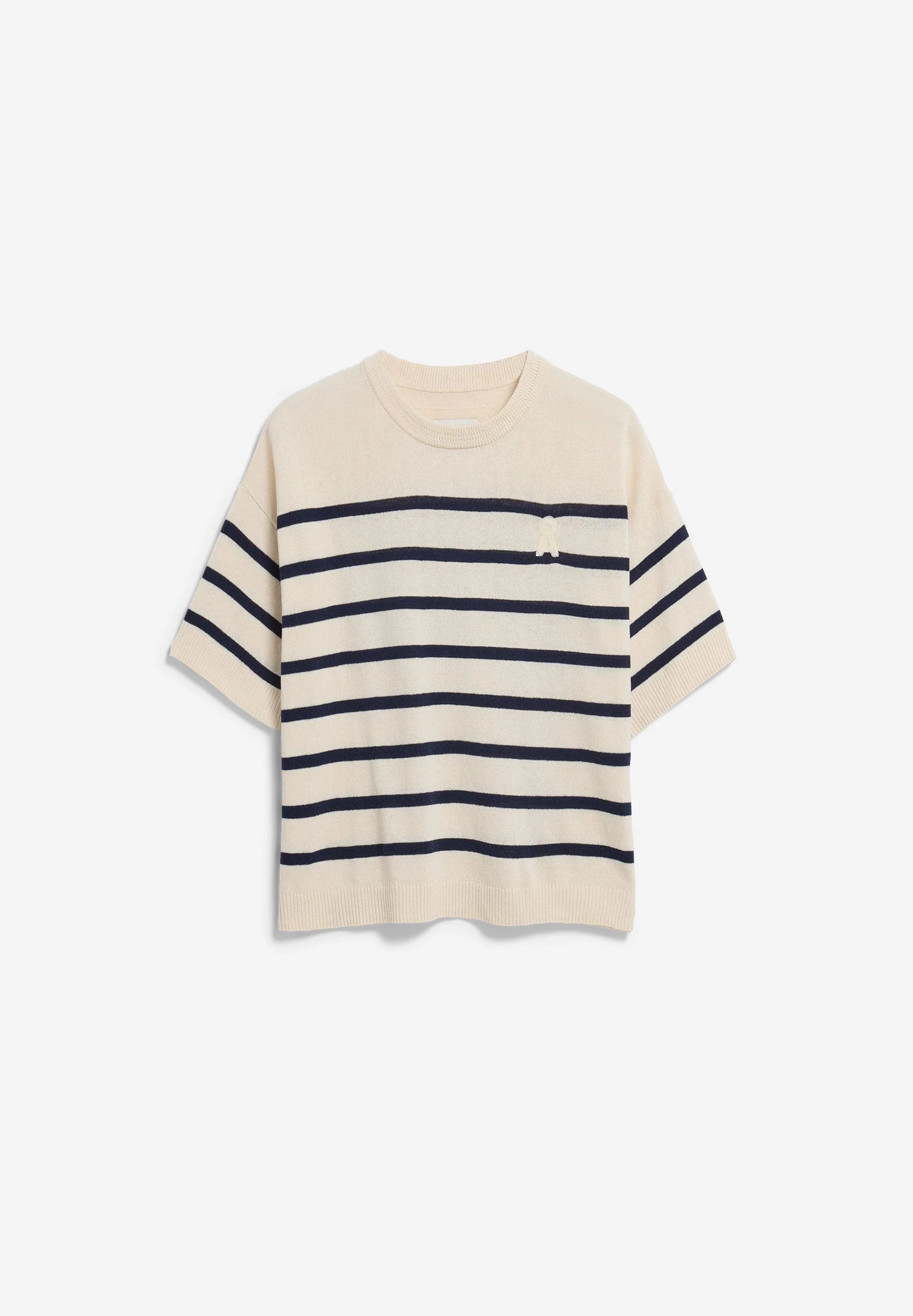 stripe linen blend sweater undyed-tinted navy