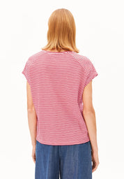 slub jersey stripe t-shirt pink mist-mars red