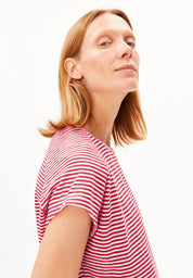 slub jersey stripe t-shirt pink mist-mars red