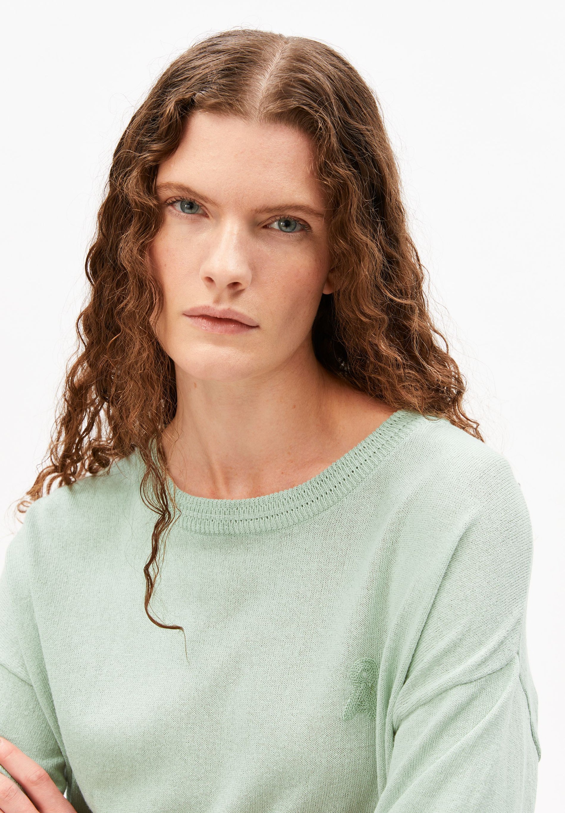 s sl linen blend knit sweater foam