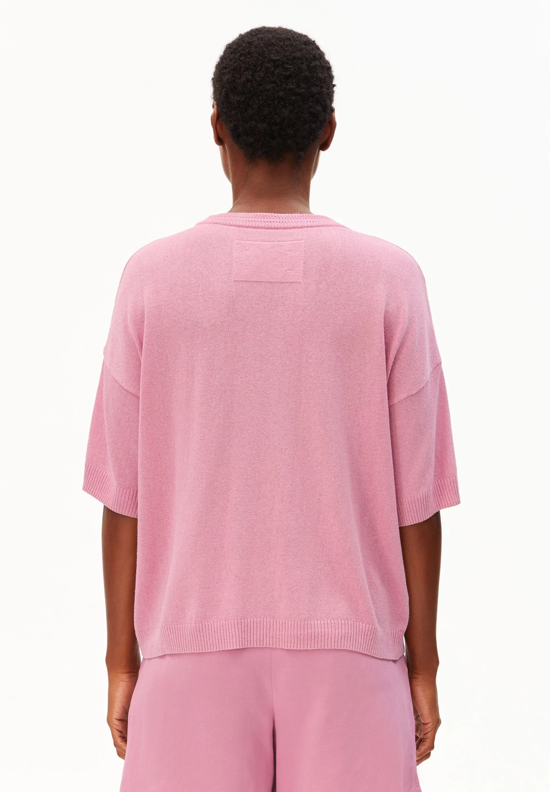 s sl linen blend knit sweater washed berry