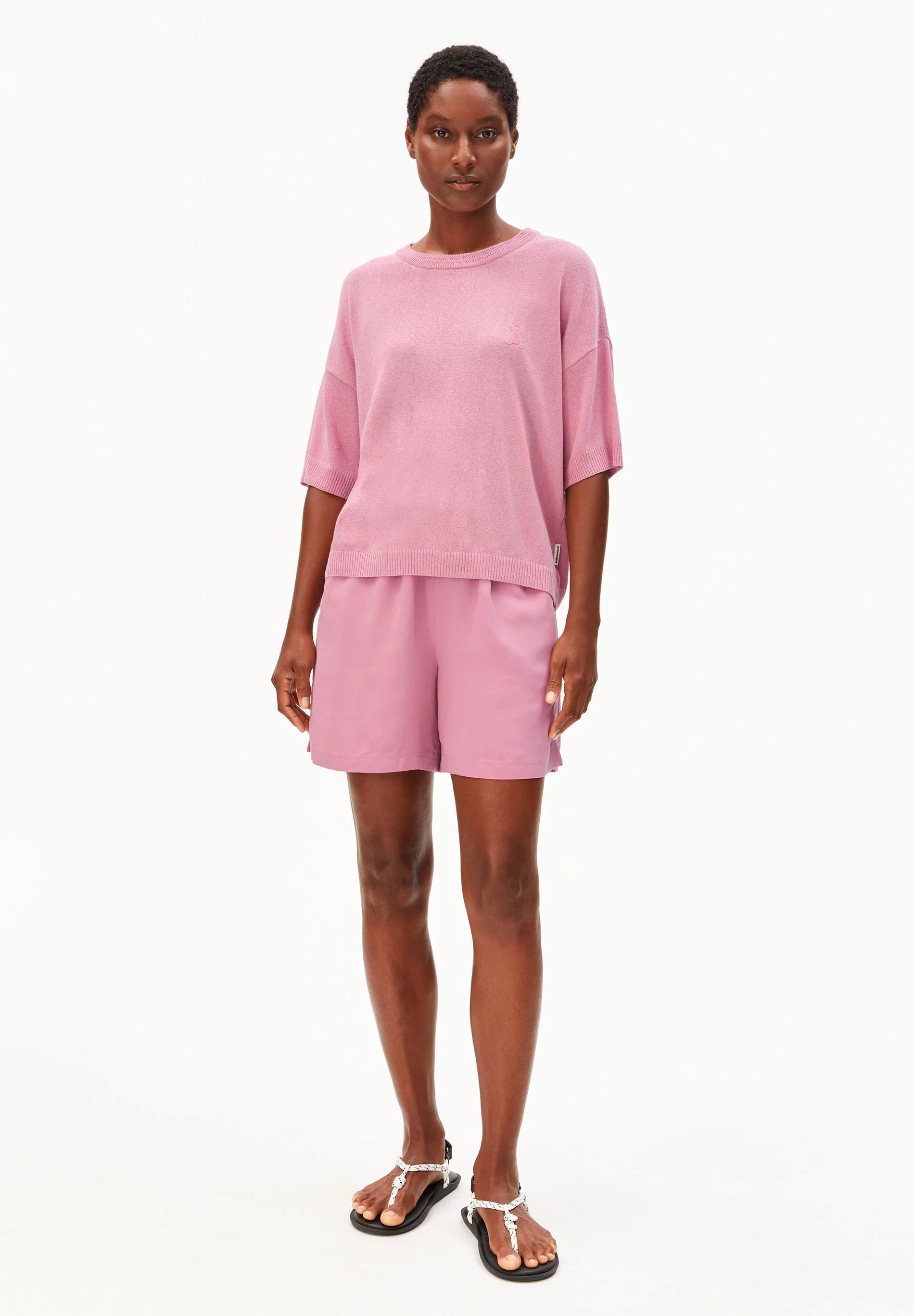 s sl linen blend knit sweater washed berry