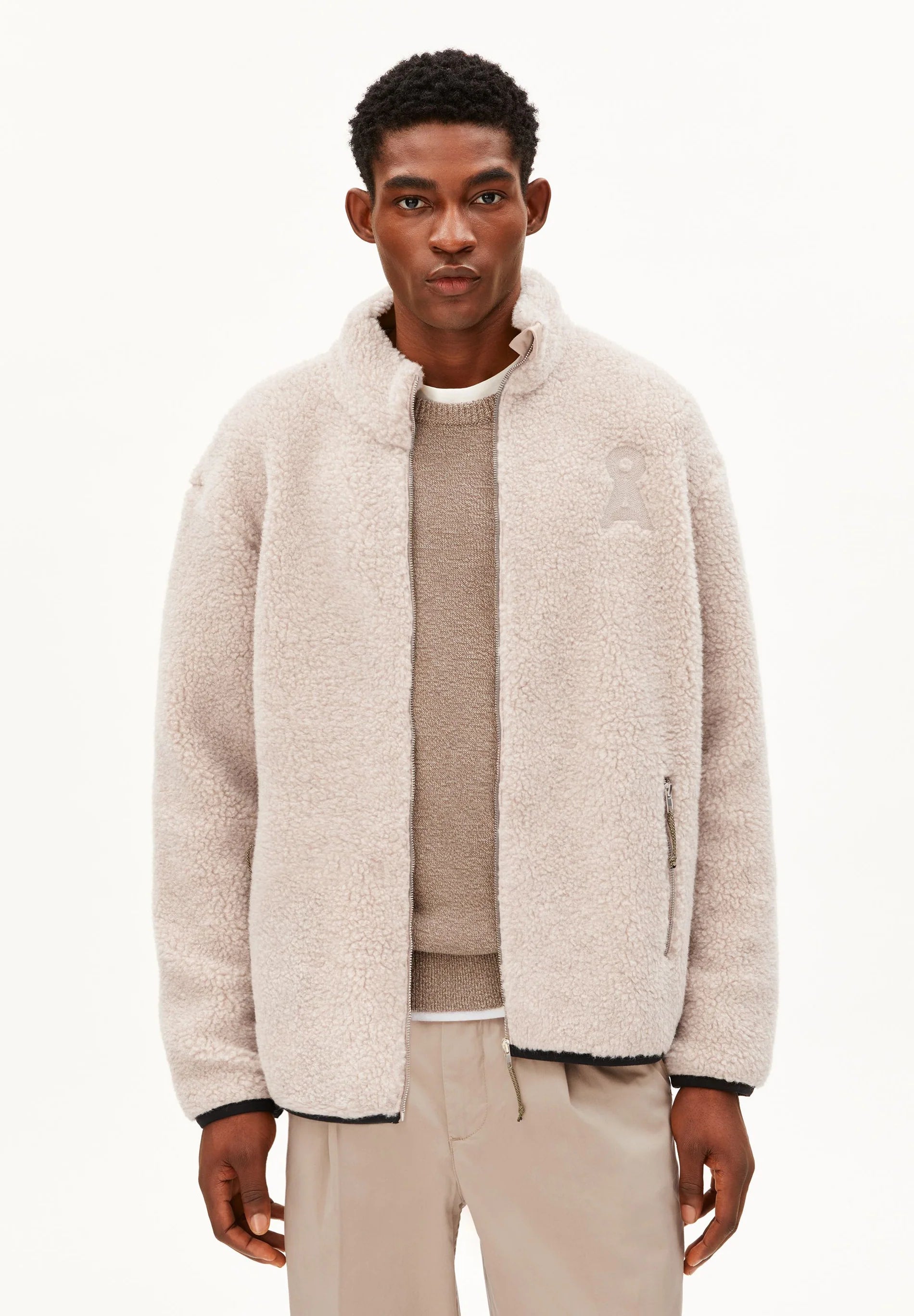 wool blend fleece jacket honey melange
