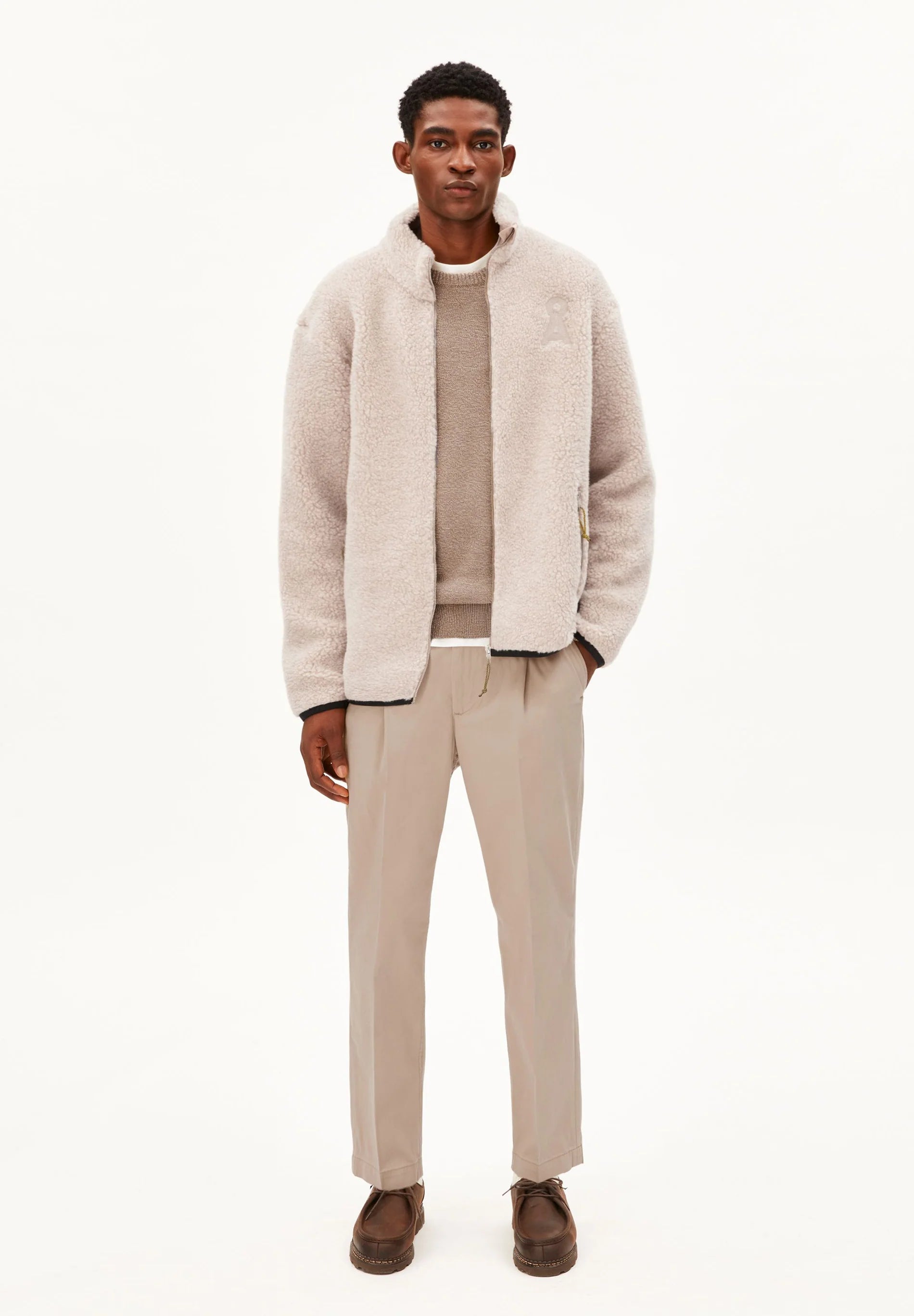wool blend fleece jacket honey melange