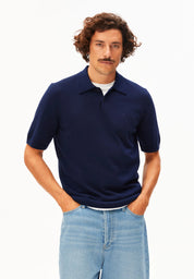 shortsleeve knit poloshirt tinted navy