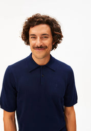 shortsleeve knit poloshirt tinted navy