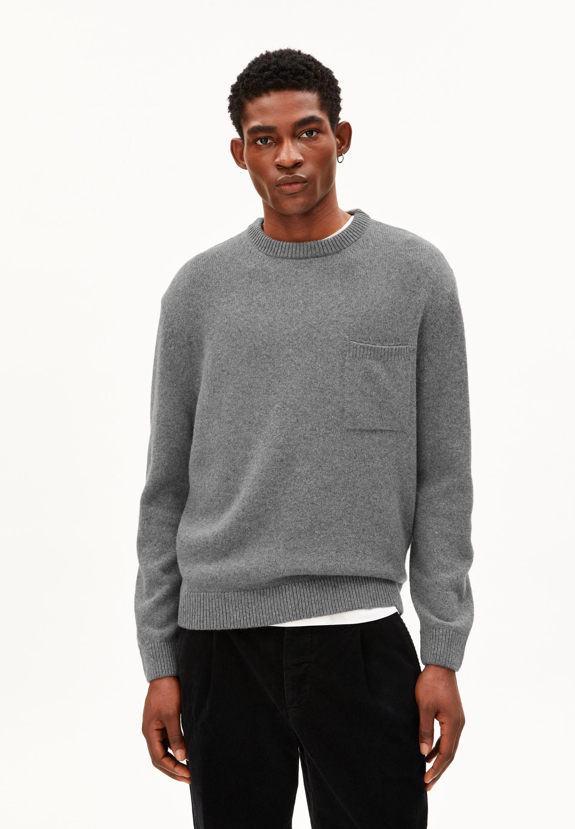 rec wool knit sweater mid silver melange