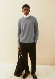 rec wool knit sweater mid silver melange