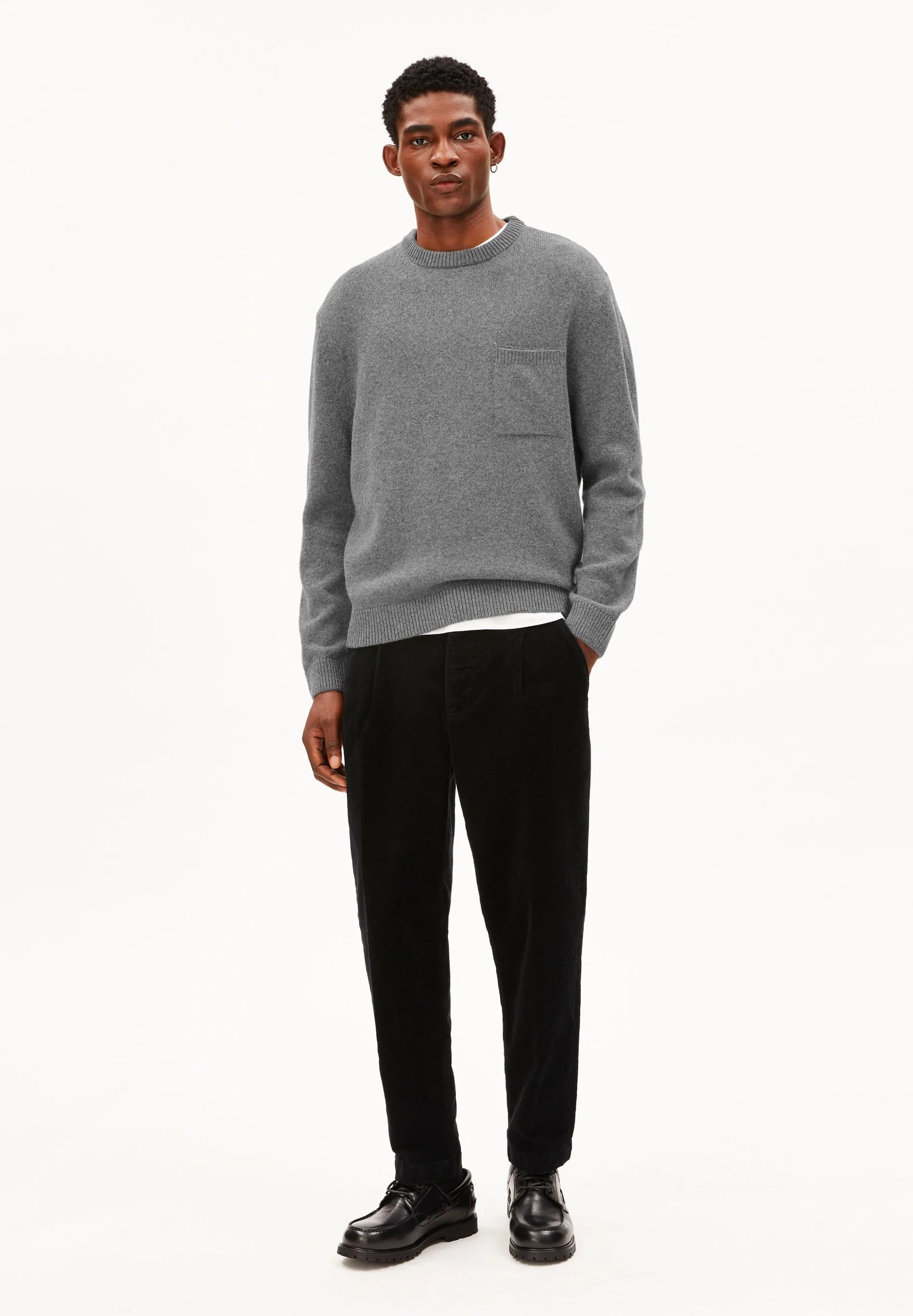 rec wool knit sweater mid silver melange