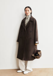 wool double-breasted coat claystone melange