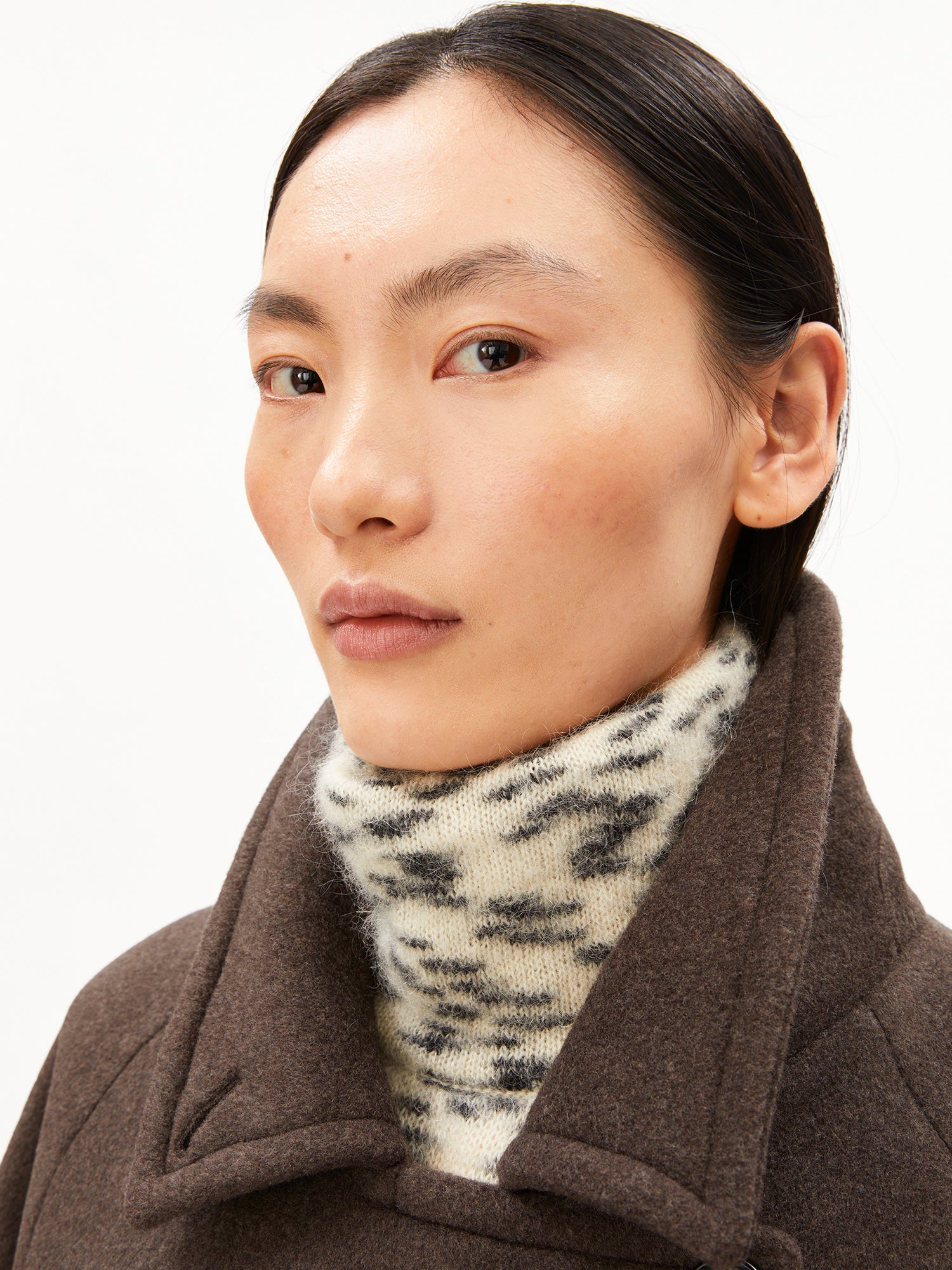 wool double-breasted coat claystone melange