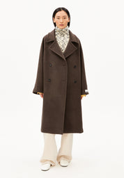 wool double-breasted coat claystone melange