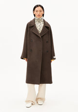 wool double-breasted coat claystone melange