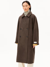 wool double-breasted coat claystone melange