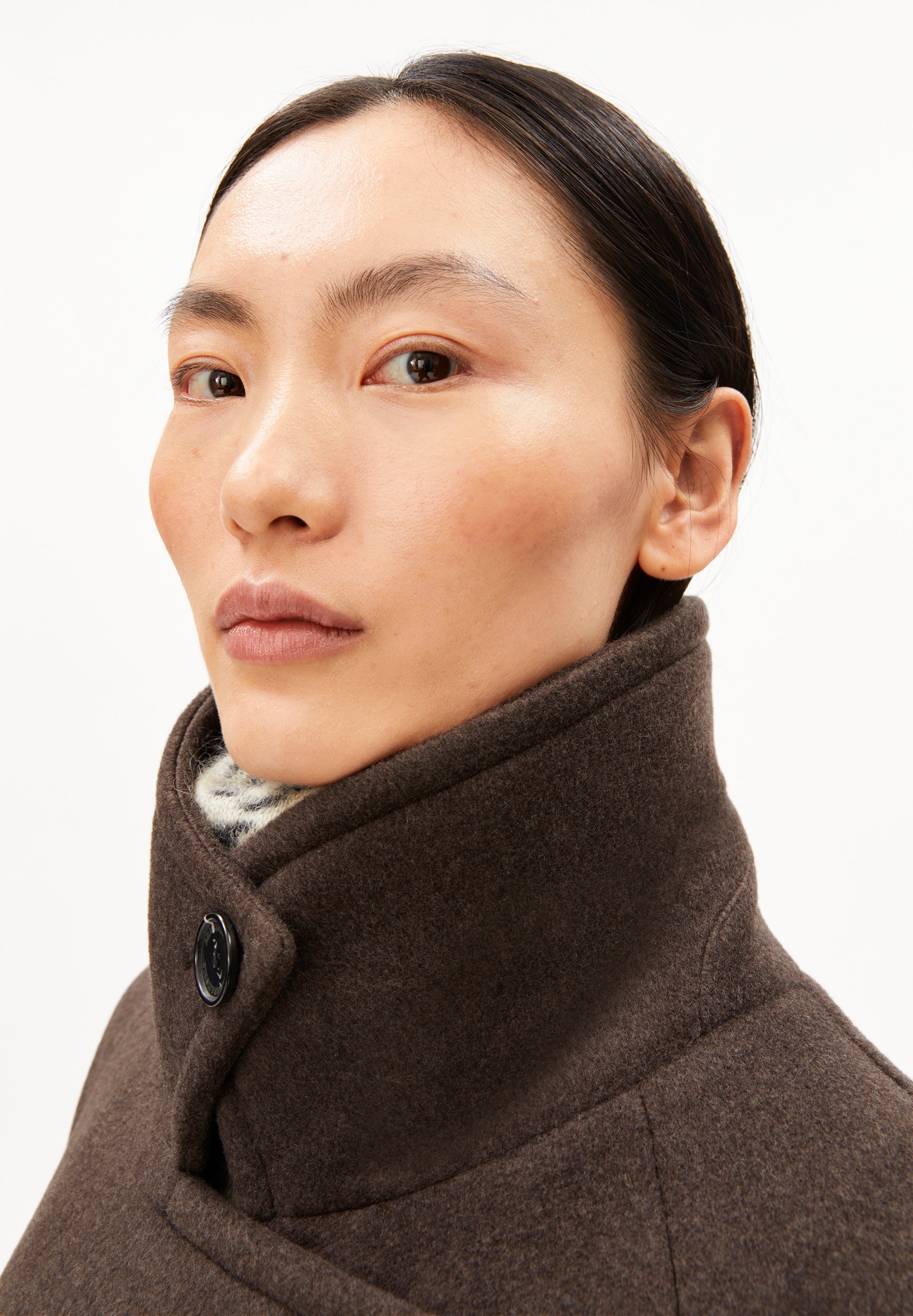 wool double-breasted coat claystone melange