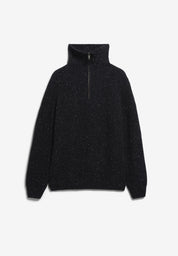 tweed knit troyer black