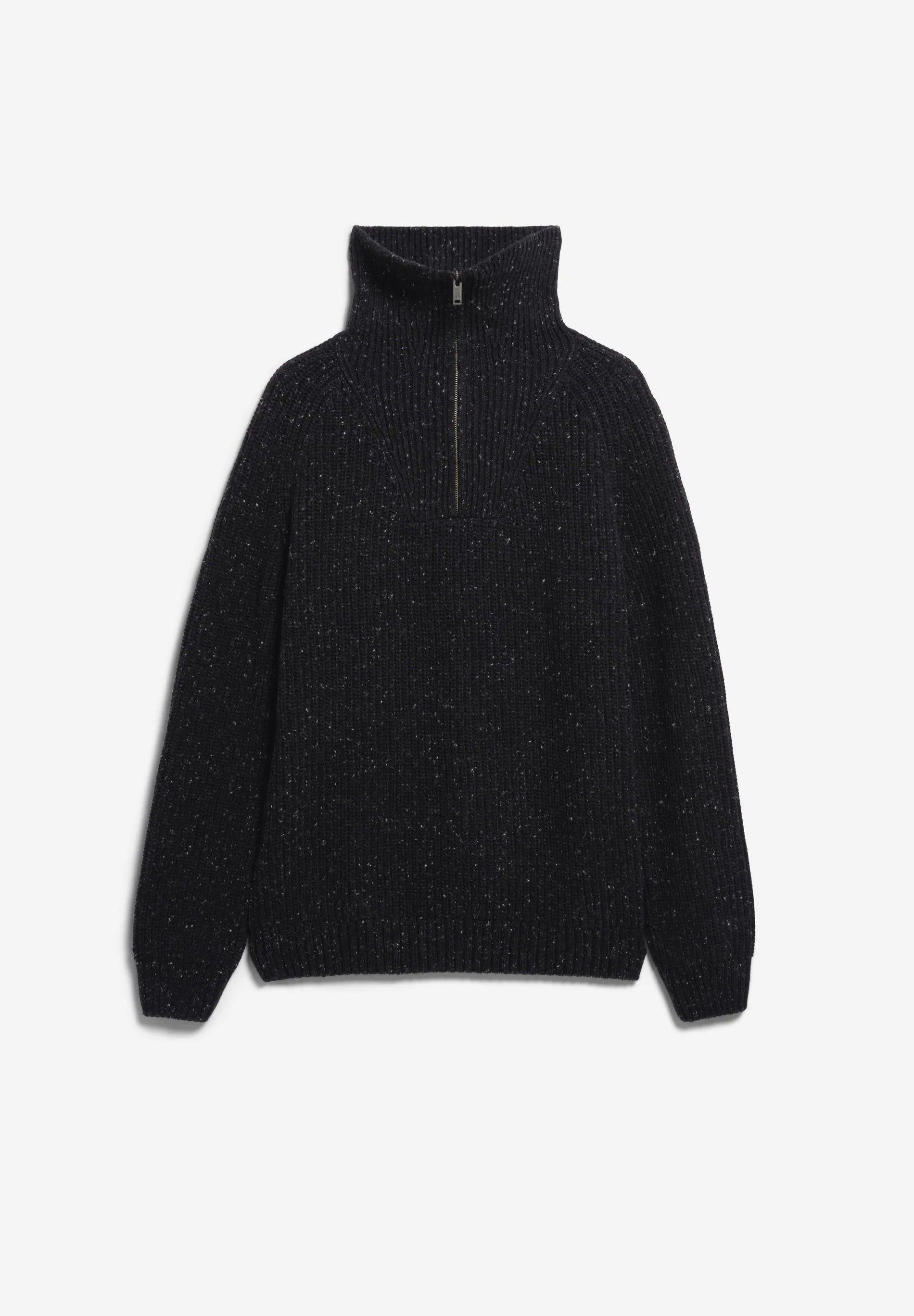 tweed knit troyer black