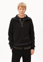 tweed knit troyer black