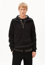 tweed knit troyer black