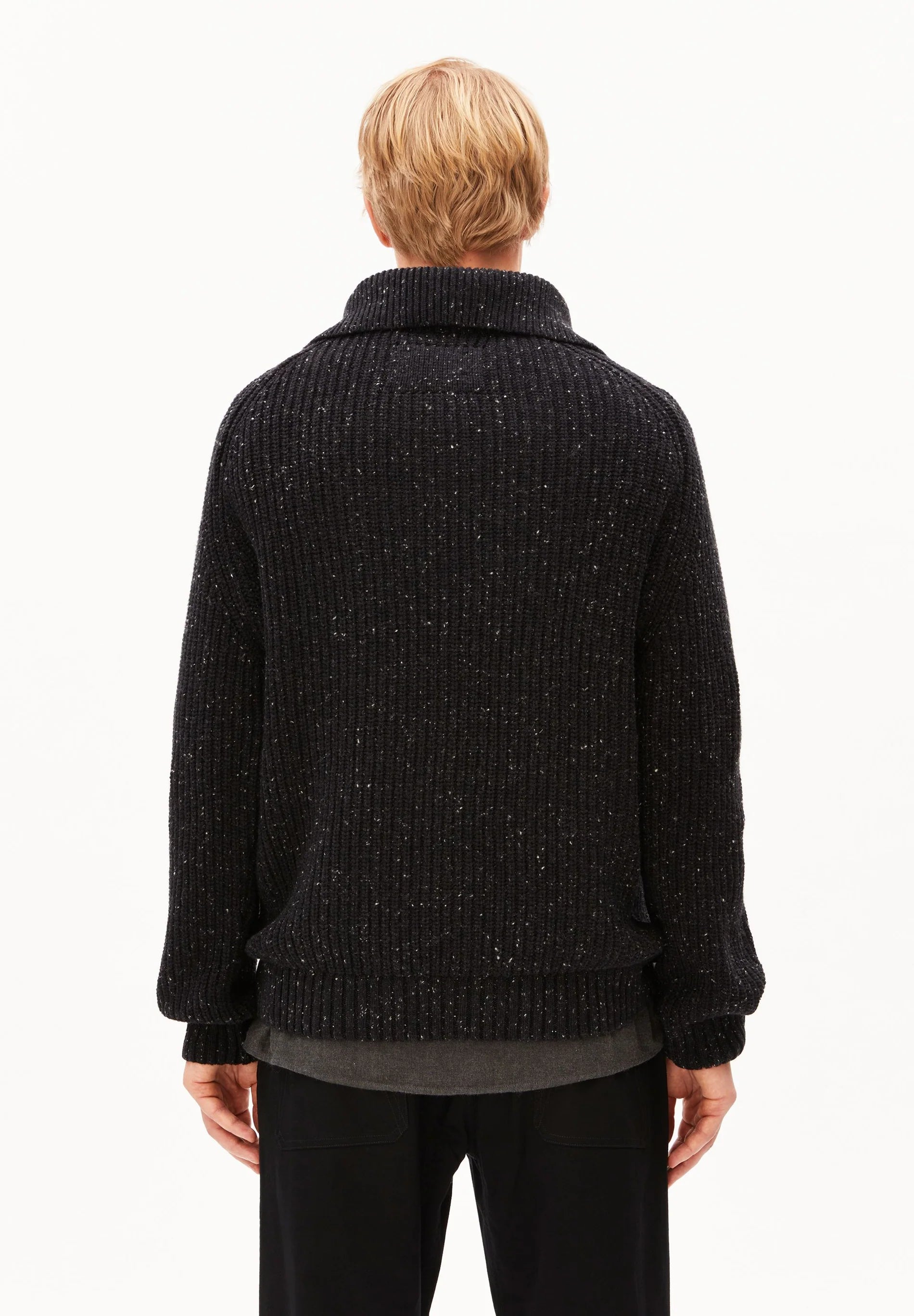 tweed knit troyer black