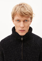 tweed knit troyer black