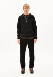 tweed knit troyer black