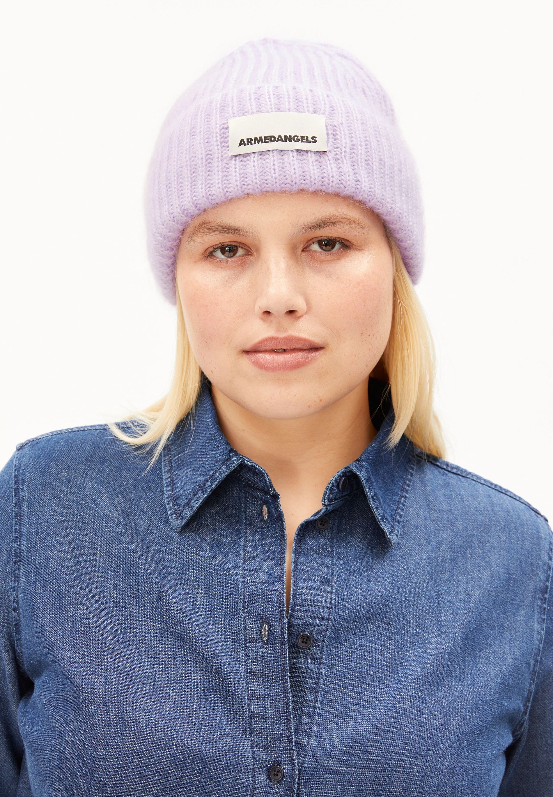 mohair blend knit hat moonlit lilac