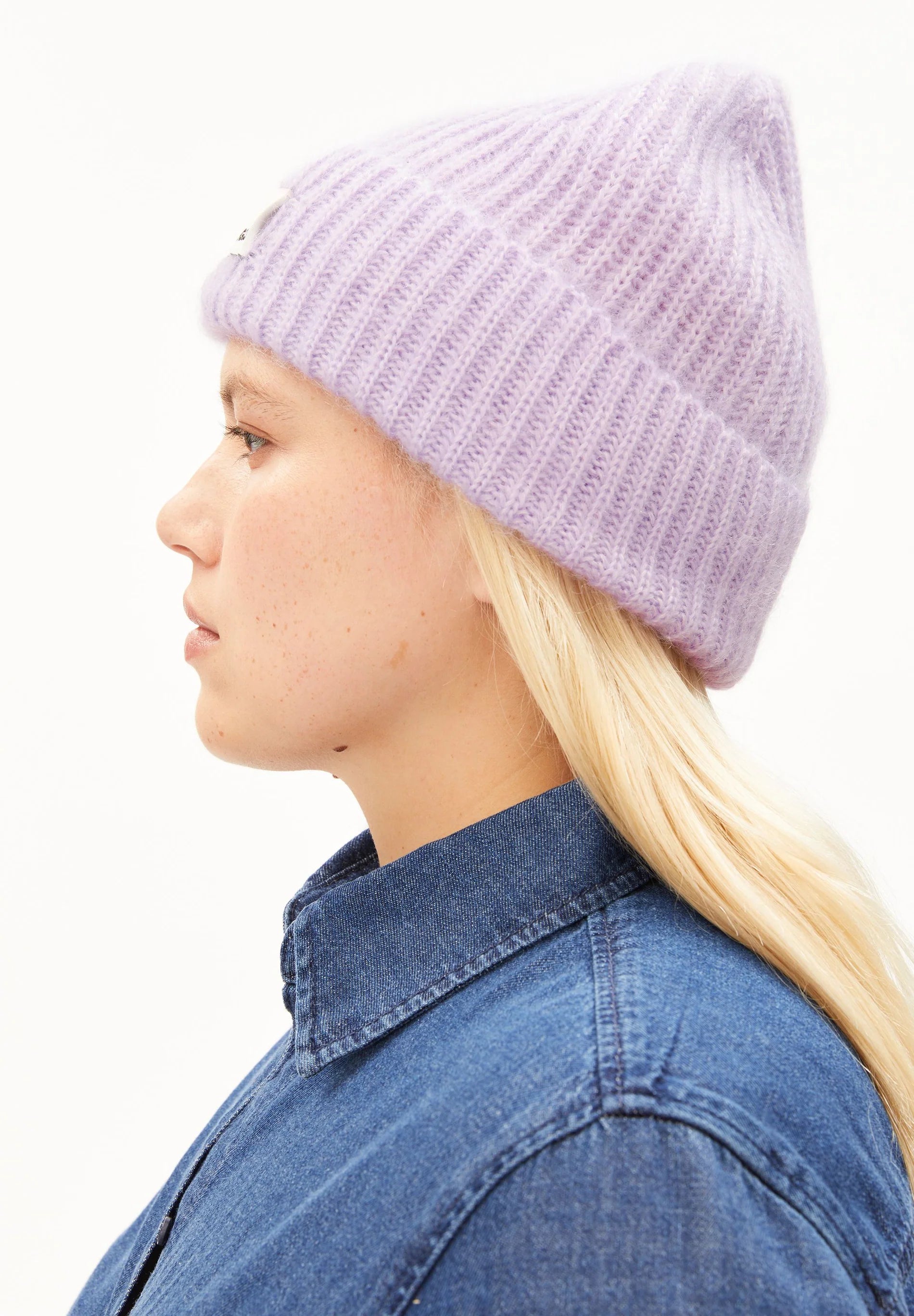 mohair blend knit hat moonlit lilac