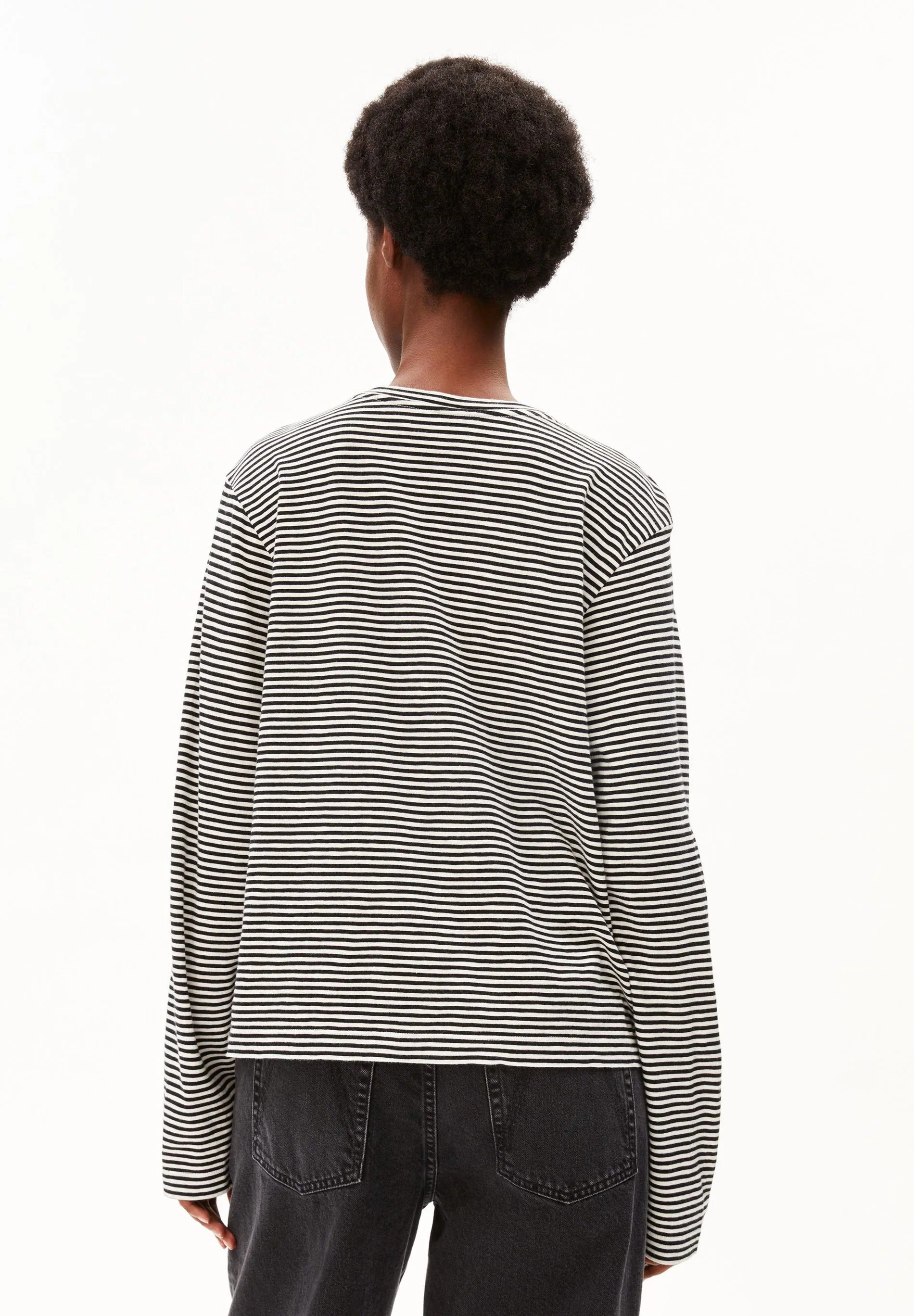 slub jersey stripe longsleeve black-oatmilk