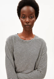 slub jersey stripe longsleeve black-oatmilk
