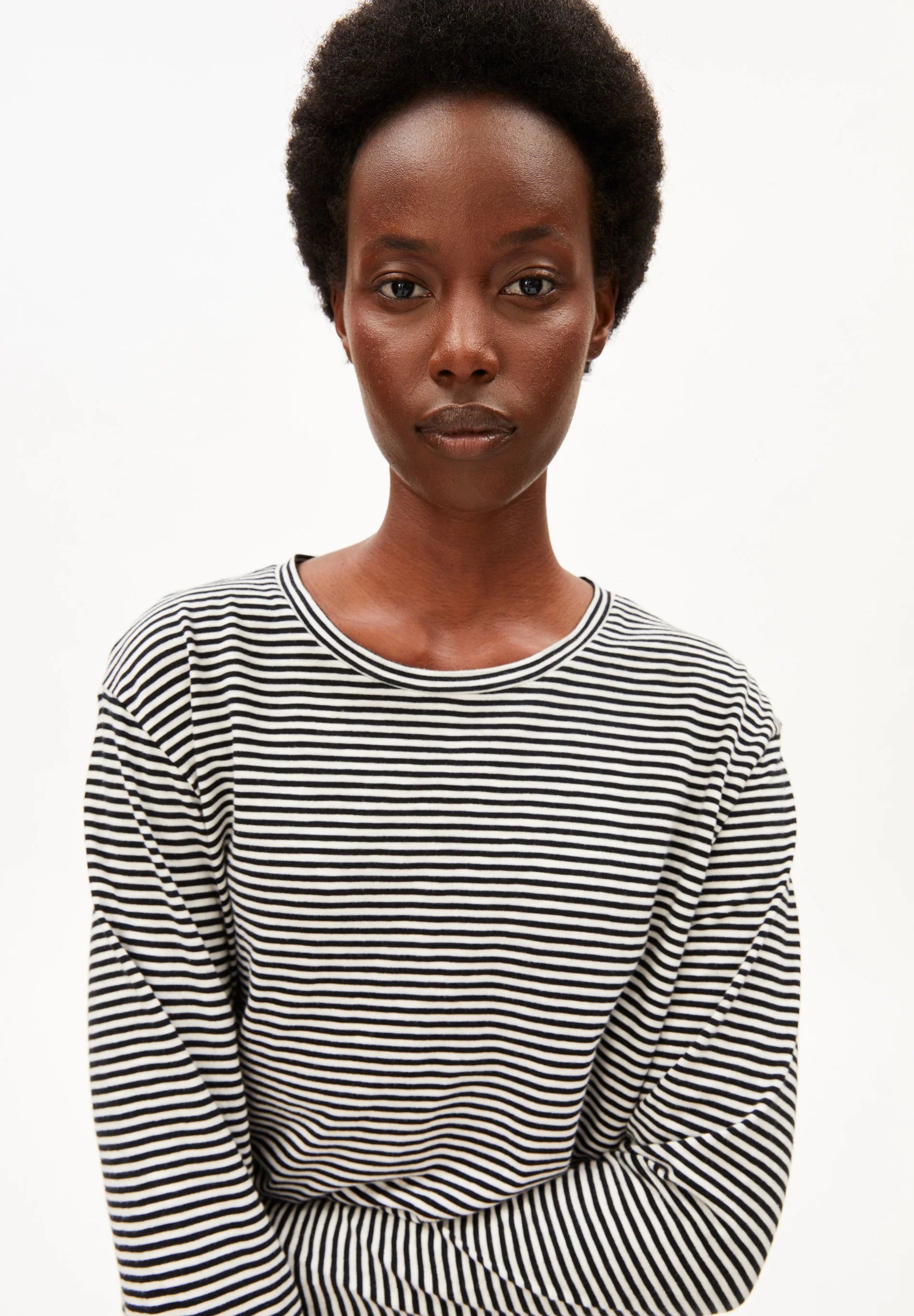 slub jersey stripe longsleeve black-oatmilk